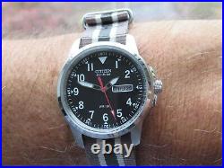 Citizen Eco Drive Military Watch Wr100 Red Sec 2 Straps Day Date Boxed Tag New