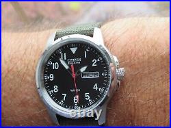 Citizen Eco Drive Military Watch Wr100 Red Sec 2 Straps Day Date Boxed Tag New