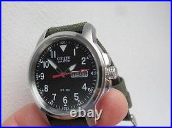 Citizen Eco Drive Military Watch Wr100 Red Sec 2 Straps Day Date Boxed Tag New