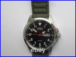 Citizen Eco Drive Military Watch Wr100 Red Sec 2 Straps Day Date Boxed Tag New