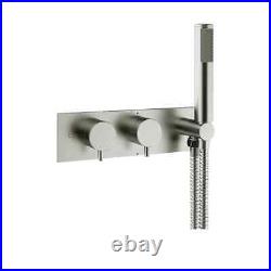 Crosswater MPRO 2 Outlet 2 Handle Brushed Stainless Steel Thermostatic Bath Trim