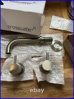 Crosswater MPRO 3 Hole Wall Mounted Bath Filler Tap Brushed Stainless Steel