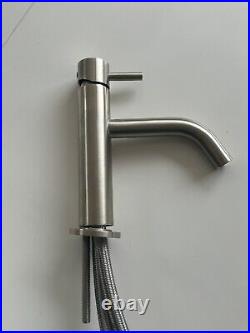 Crosswater MPRO Monobloc Basin Mixer Tap Brushed Stainless Steel (PRO110DNV)