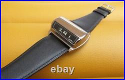 DERBY SWISSONIC ESA9176 JUMP HOUR SILVER WATCH 1975 base metal on leather strap