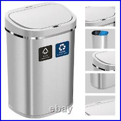 Dual 40L + 40L Stainless Steel Kitchen Office Waste Recycling Automatic Dust Bin