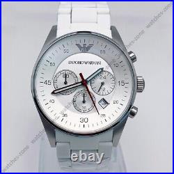 EMPORIO ARMANI AR5859 White Rubber Bracelet Fashion White Dial Men's Watch