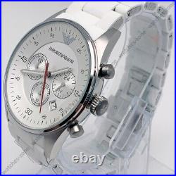 EMPORIO ARMANI AR5859 White Rubber Bracelet Fashion White Dial Men's Watch