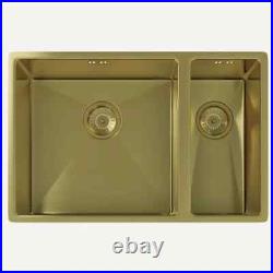 Ellsi Brushed Brass Kitchen Sink 1.5 Bowl Inset/Undermounted 670mm x 440mm NEW