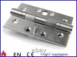 FIRE RATED 4x3 Brushed Stainless Steel Ball Bearing Security Hinge EN1634