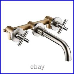 FORMA Wall Mounted Basin Mixer Tap Brushed Stainless Steel