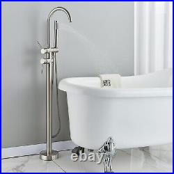 Floor Standing Bathroom Bathtub Taps Set Brushed Stainless Steel Bathtub Shower