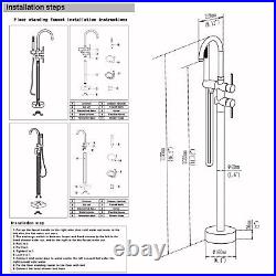 Floor Standing Bathroom Bathtub Taps Set Brushed Stainless Steel Bathtub Shower