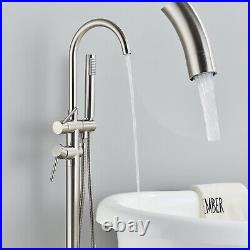 Floor Standing Bathroom Bathtub Taps Set Brushed Stainless Steel Bathtub Shower