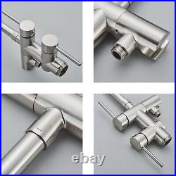 Floor Standing Bathroom Bathtub Taps Set Brushed Stainless Steel Bathtub Shower