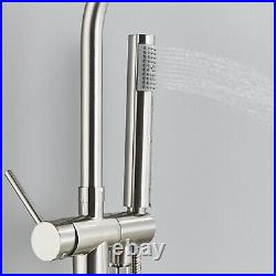 Floor Standing Bathroom Bathtub Taps Set Brushed Stainless Steel Bathtub Shower