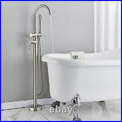 Floor Standing Bathroom Bathtub Taps Set Brushed Stainless Steel Bathtub Shower