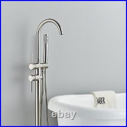 Floor Standing Bathroom Bathtub Taps Set Brushed Stainless Steel Bathtub Shower