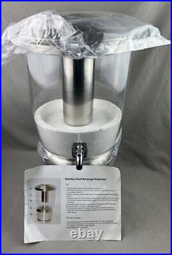 Frontgate Stainless Steel 3 Gallon Beverage Dispenser Ice Container & Spigot NEW