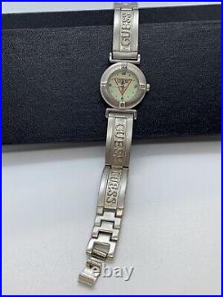 GUESS Watch Brushed Stainless Steel Movement logo Link Bracelet New