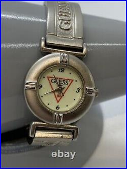 GUESS Watch Brushed Stainless Steel Movement logo Link Bracelet New