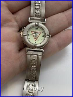 GUESS Watch Brushed Stainless Steel Movement logo Link Bracelet New