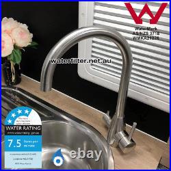Goose Neck Brushed Stainless Steel 3 way Mixer Tap (Hot Cold & Filtered)
