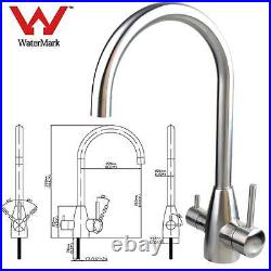 Goose Neck Brushed Stainless Steel 3 way Mixer Tap (Hot Cold & Filtered)