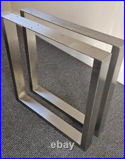 Handcrafted Stainless Steel Table Legs, Modern Brushed Sheen -UK Made- All sizes