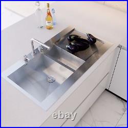 Handmade brushed stainless steel kitchen sink Left and right hand drainer