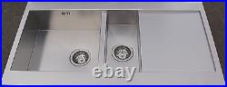Handmade brushed stainless steel kitchen sink Left and right hand drainer