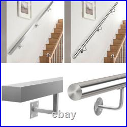 Home Brushed Stainless Steel Stair Handrail Bannister Kits Wall Balustrade Rail