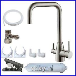 Hommix Olaf Brushed 304 Stainless Steel 3-Way Tap & Advanced Single Filter Under