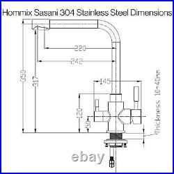 Hommix Sasani Brushed 304 Stainless Steel 3-Way Tap & Advanced Single Filter Und