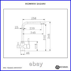 Hommix Sasani Brushed 304 Stainless Steel 3-Way Tap (Triflow Filter Tap)