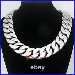 Huge Heavy Matte Brushed Stainless Steel Cuban Chain Men's Bracelet Necklace