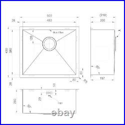 Inset Kitchen Sink Topmount Basin 500x430 Brushed Stainless Steel ENKI KS045