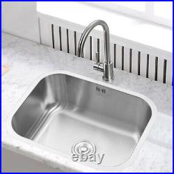 Inset Single Bowl Kitchen Sink Brushed Stainless Steel Soundproof Bottom + Waste