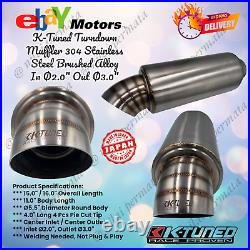 K-Tuned Turn Down Muffler 304 Stainless Steel Brushed Alloy In Ø2.0 Out Ø3.0