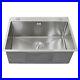 Kitchen Sink Stainless Steel Square Brushed Handmade Commercial Single Bowl