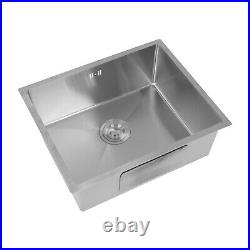 Kitchen Sink Stainless Steel Square Brushed Handmade Commercial Single Bowl