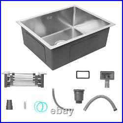 Kitchen Sink Stainless Steel Square Brushed Handmade Commercial Single Bowl