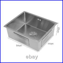 Kitchen Sink Stainless Steel Square Brushed Handmade Commercial Single Bowl