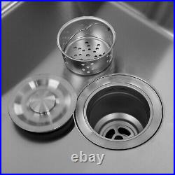 Kitchen Sink Stainless Steel Square Brushed Handmade Commercial Single Bowl