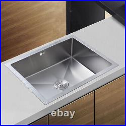 Kitchen Sink Stainless Steel Square Brushed Handmade Commercial Single Bowl