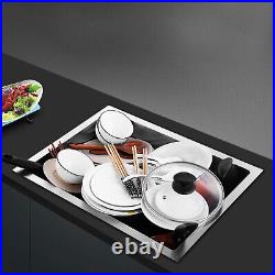 Kitchen Sink Stainless Steel Square Brushed Handmade Commercial Single Bowl