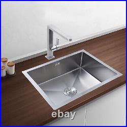 Kitchen Sink Stainless Steel Square Brushed Handmade Commercial Single Bowl