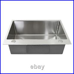 Kitchen Sink Stainless Steel Square Brushed Handmade Commercial Single Bowl