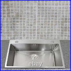 Kitchen Sink Stainless Steel Square Brushed Premium Handmade Satin Finish