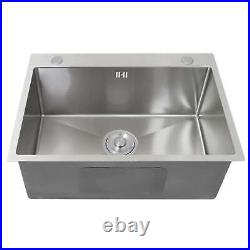 Kitchen Sink Stainless Steel Square Brushed Premium Handmade Satin Finish