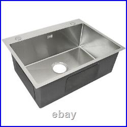 KuKoo Kitchen Sink Stainless Steel Square Brushed Handmade Commercial Single
